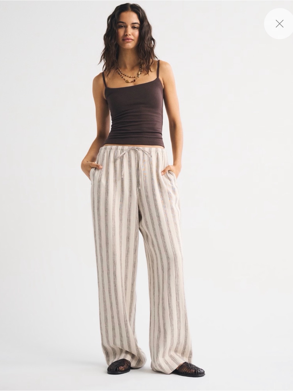A&F Gemma Linen Blend Wide Leg Pull-On Pant